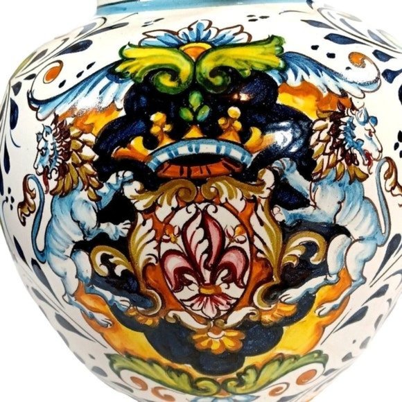 Intrada Toscana Lion Fleur de Lys Crest Cookie Biscotti Jar Vase … - Picture 10 of 14